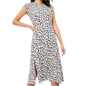 LOFT Animal Print Midi Dress - Black and White